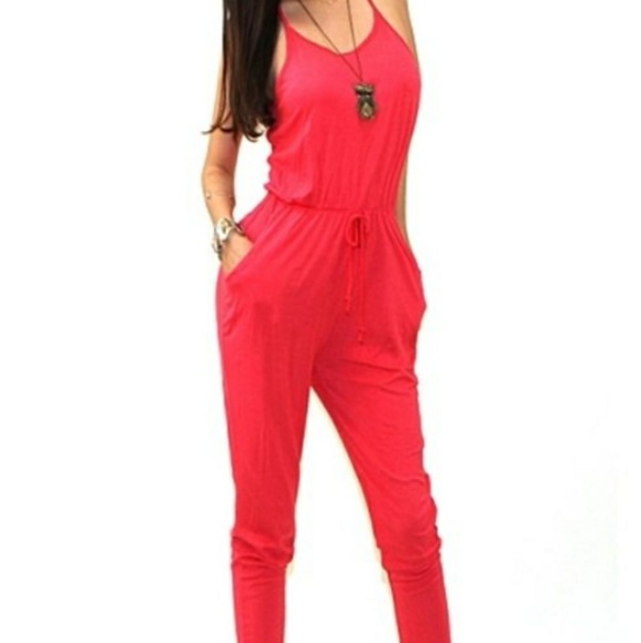 Pants - "Draya" Jumpsuit in Coral